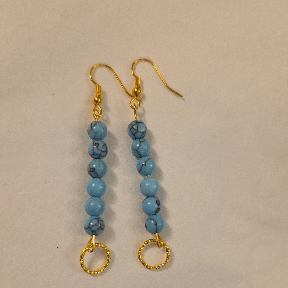 Simulated Turquoise Dangle Earrings